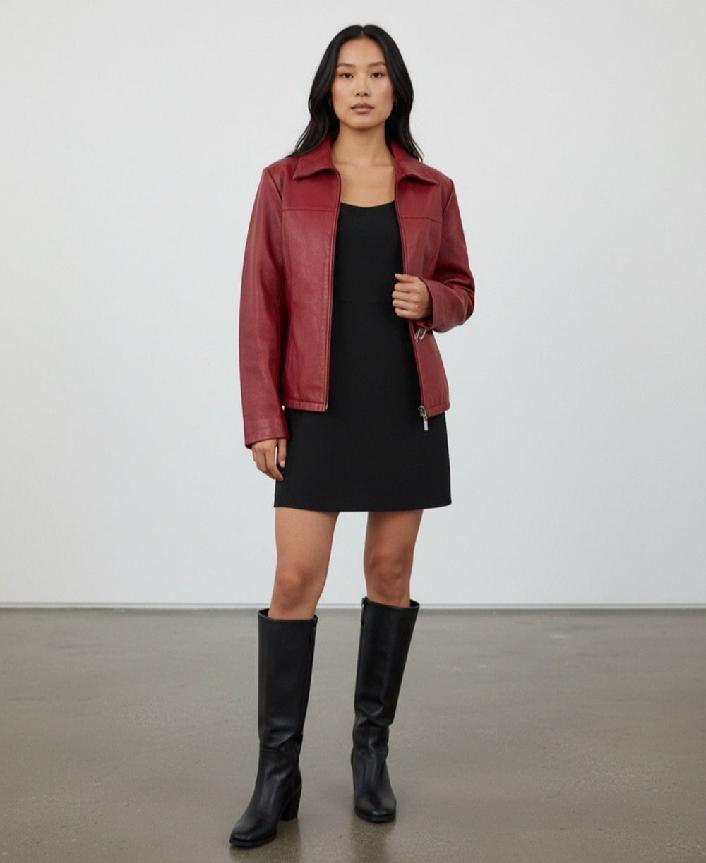 Y2K Wilsons Pelle Studio Red Leather Moto Jacket Women's Size Large